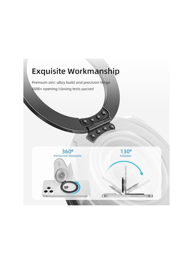 Green Tiger for Magsafe Phone Grip, Magnetic Phone Grip Holder with Adjustable Stand, Magneticc Collapsible Phone Pops Grip Stand Holder for Magnetic Socket, for iPhone 16 15 14 13 12 Series,Clear White - Image 5