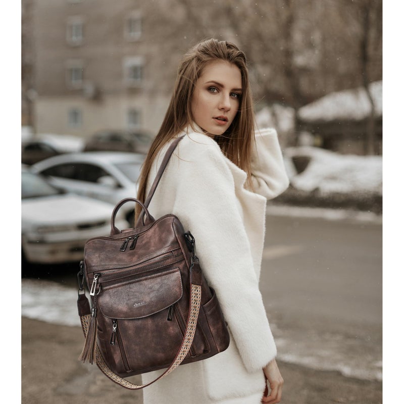 Shrrie Backpack Purse for Women Fashion Leather Backpack Purse Designer Travel Backpack Convertible Shoulder Bag with Wristlet for Work College - Image 2