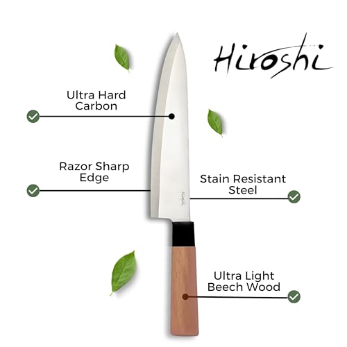 HIROSHI 4-Piece Sashimi & Sushi Knife - Premium Kitchen Knife Set with High Carbon Stainless Steel Blades & Beech Wood Handles - Precision Chef Knife Collection for Culinary Experts - Image 2