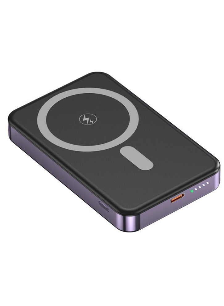 10000mAh, 22.5W wireless charging, W028 fast charging wireless magnetic power bank, compatible with iPhone, Huawei, aluminum alloy ultra-thin portable mobile power bank purple  - Image 2