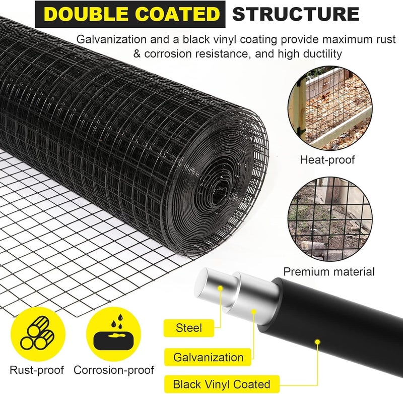 forimo 24'' x 25' 1/2inch Hardware Cloth 19 Gauge Black Vinyl Coated Welded Fence Mesh for Home and Garden Fence and Home Improvement Project - Image 3