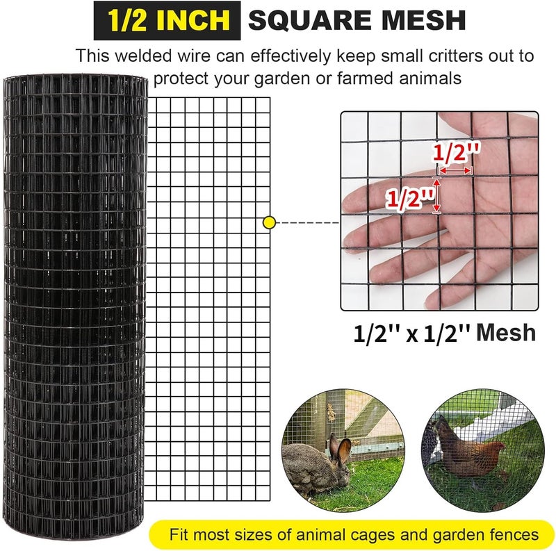 forimo 24'' x 25' 1/2inch Hardware Cloth 19 Gauge Black Vinyl Coated Welded Fence Mesh for Home and Garden Fence and Home Improvement Project - Image 4