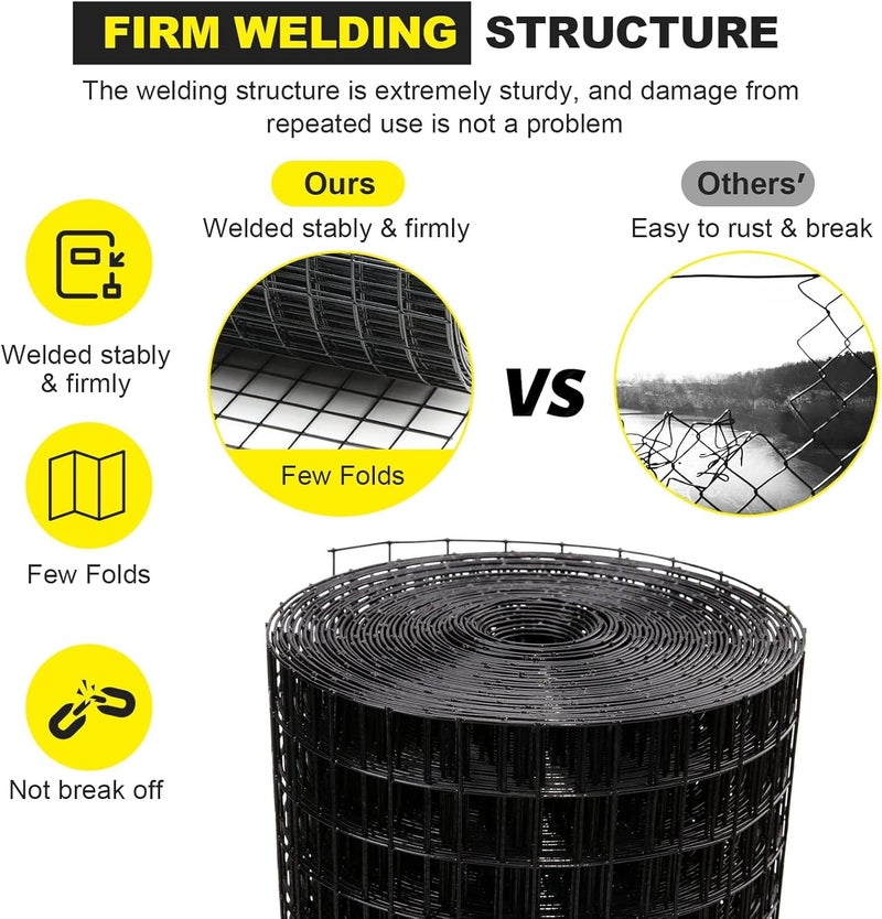 forimo 24'' x 25' 1/2inch Hardware Cloth 19 Gauge Black Vinyl Coated Welded Fence Mesh for Home and Garden Fence and Home Improvement Project - Image 5