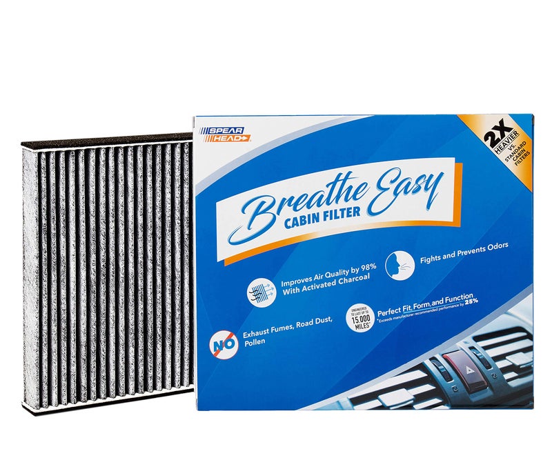 Spearhead Odor Defense Breathe Easy AC & Heater Cabin Filter, Fits Like OEM, Up to 25% Longer Lasting w/Activated Carbon (BE-285) - Image 1