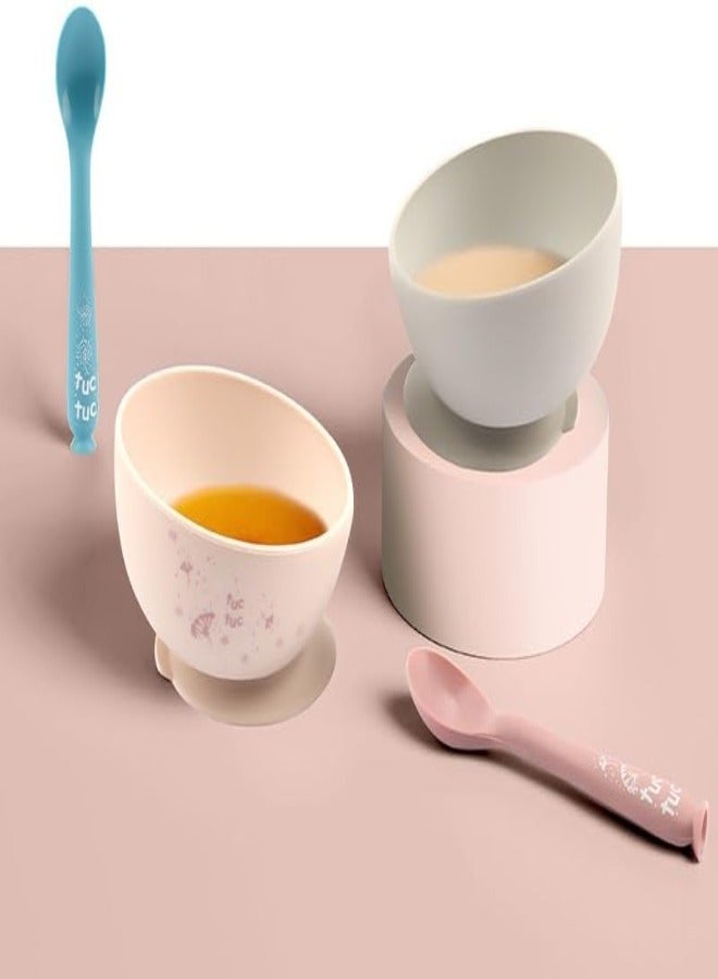 Twisoo Suction Baby Plate and Bowl Set with Fork and Spoon, BPA-Free Silicone, Dishwasher & Microwave Safe, Blue - Image 4