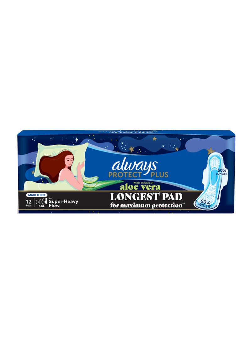 Always Protect Plus, Thick XXL Pads for Super Heavy Flow, 12 Count - Image 1