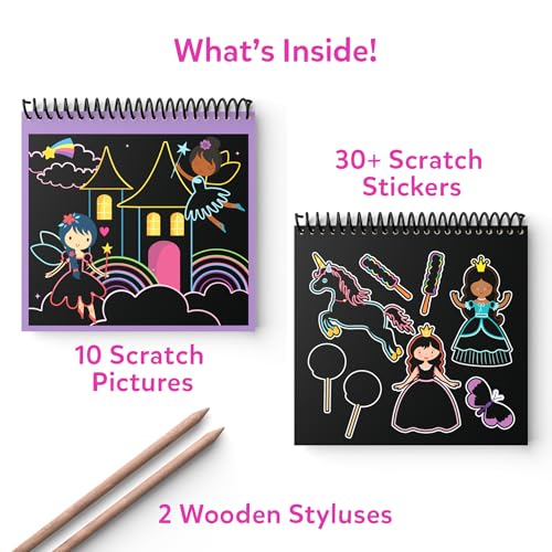 Skillmatics Scratch Art Book for Kids - Unicorns & Princesses, Craft Kits & Supplies, 30+ Scratch Stickers, Travel Toys, DIY Kit, Gifts for Girls & Boys Ages 3, 4, 5, 6, 7, 8, Multicolor - Image 2