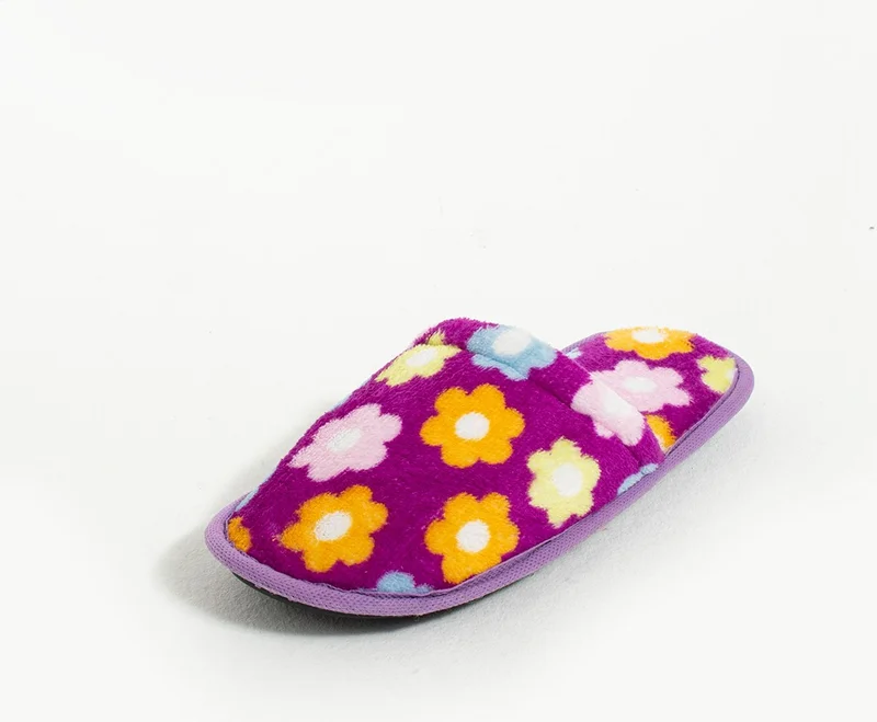Pembe Potin Pink Potin Warm Lining Floral Patterned Comfortable Fit Women's Home Slippers CCK355