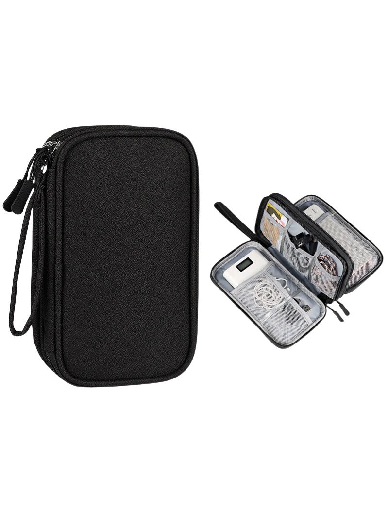 Generic Electronics Accessories Organizer Pouch Bag, Designed for Power Adapter/Charger/Cables/Mouse, for Travel (Black)  - Image 1