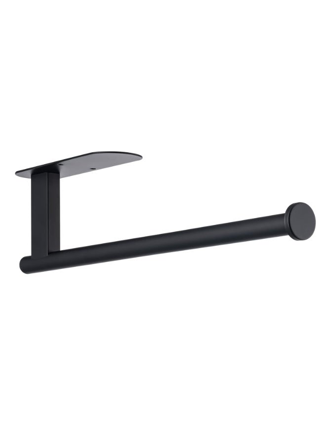 jaexest SUS304 Stainless Steel Paper Towel Holder Under Cabinet, Self Adhesive & Drill Mount, Vertical/Horizontal Wall Mounted Paper Roll Rack Black - Image 1