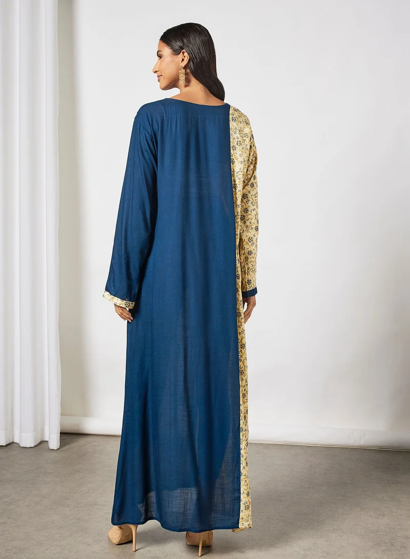 HANA & SARA Overlap Front Printed Jalabiya