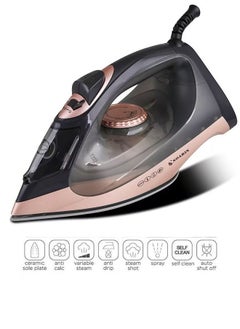 Dry Iron 2200w High Power Steam Engine 280ml Ceramic Coated Bottom Plate Drip-Proof Anti-Scale Self-Cleaning 1.53m Power Cord Adjustable Temperature Control Suitable for All Kinds of Clothing
