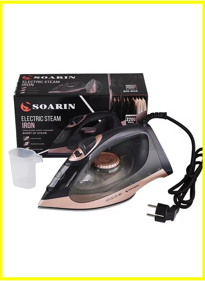 SOARIN - Dry Iron 2200w High Power Steam Engine 280ml Ceramic Coated Bottom Plate Drip-Proof Anti-Scale Self-Cleaning 1.53m Power Cord Adjustable Temperature Control Suitable for All Kinds of Clothing - Image 1
