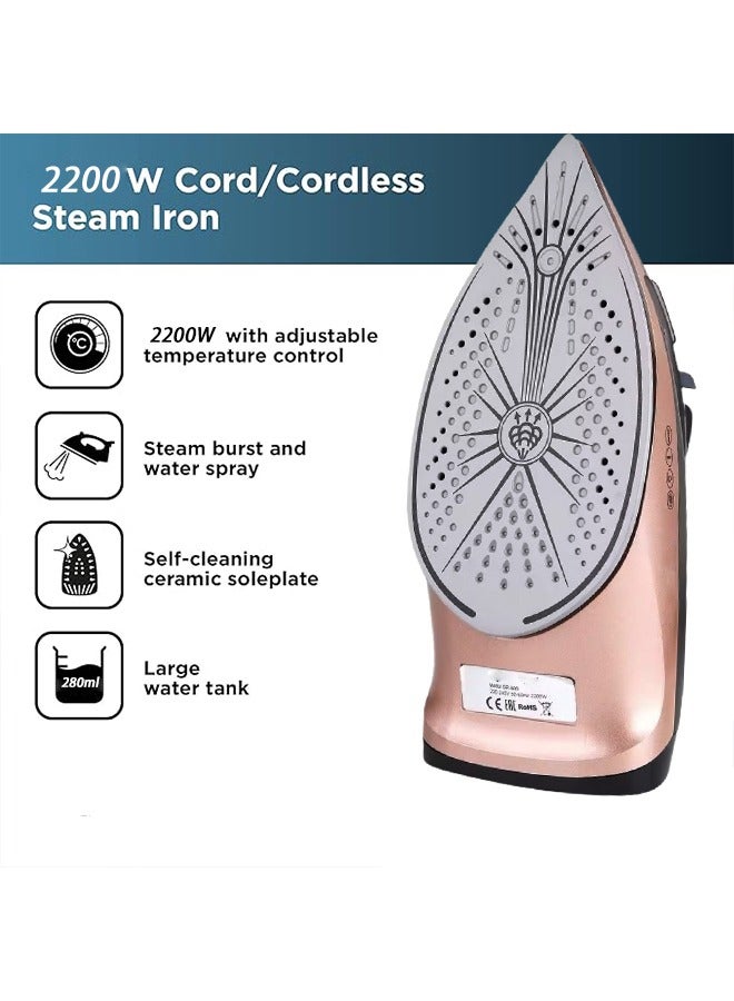 SOARIN Dry Iron 2200w High Power Steam Engine 280ml Ceramic Coated Bottom Plate Drip-Proof Anti-Scale Self-Cleaning 1.53m Power Cord Adjustable Temperature Control Suitable for All Kinds of Clothing - Image 4