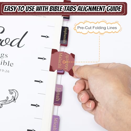 Reaeon Bible Tabs, Laminated Bible Tabs for Women & Men, 75 Tabs, Bible Tabs for Study Bible, Large Print Easy to Read and Apply Tabs for All Ages (Gold Foil Red) - Image 3