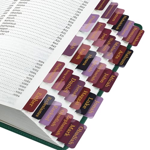 Reaeon Bible Tabs, Laminated Bible Tabs for Women & Men, 75 Tabs, Bible Tabs for Study Bible, Large Print Easy to Read and Apply Tabs for All Ages (Gold Foil Red) - Image 1