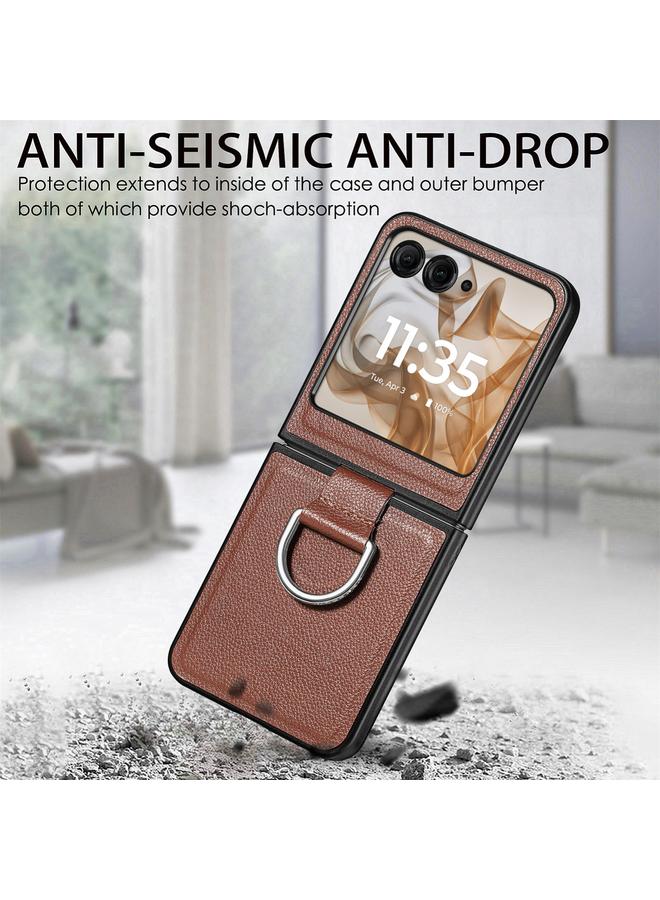 إيروريكس جراب لهاتف موتورولا رازر 50، مصنوع من الجلد الملمس الليتشي، قابل للطي - Image 5