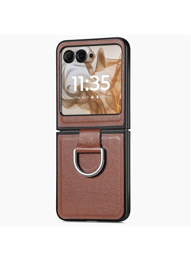 إيروريكس جراب لهاتف موتورولا رازر 50، مصنوع من الجلد الملمس الليتشي، قابل للطي - Image 1