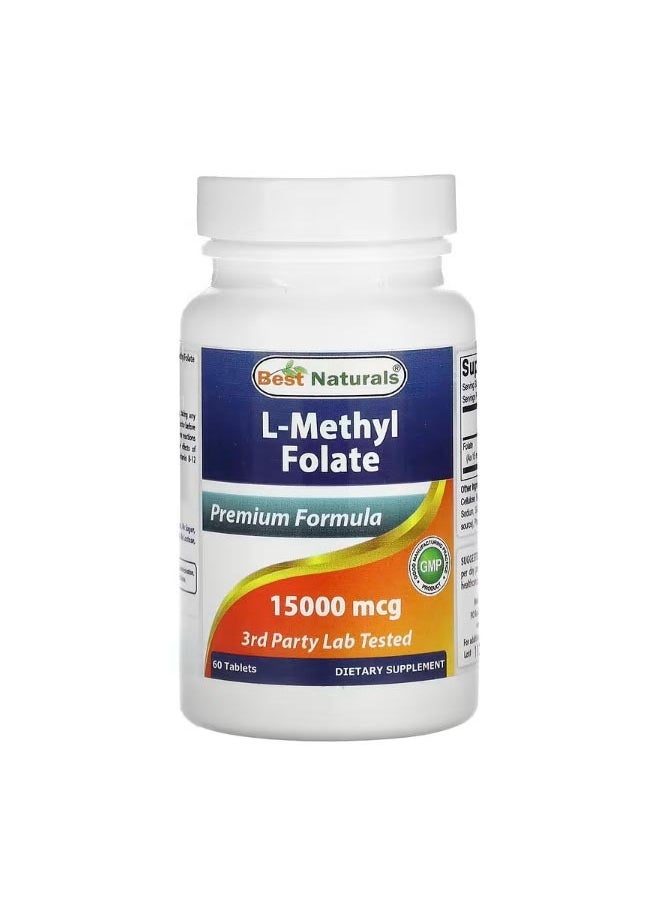 Best Naturals L Methyl Folate 15000 mcg 60 Tablets  - Image 1