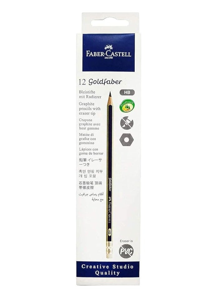 فابير كاستل Gold Faber Graphite Pencil Hb With Eraser Tip Box Of 12Pcs Multicolor - Image 1