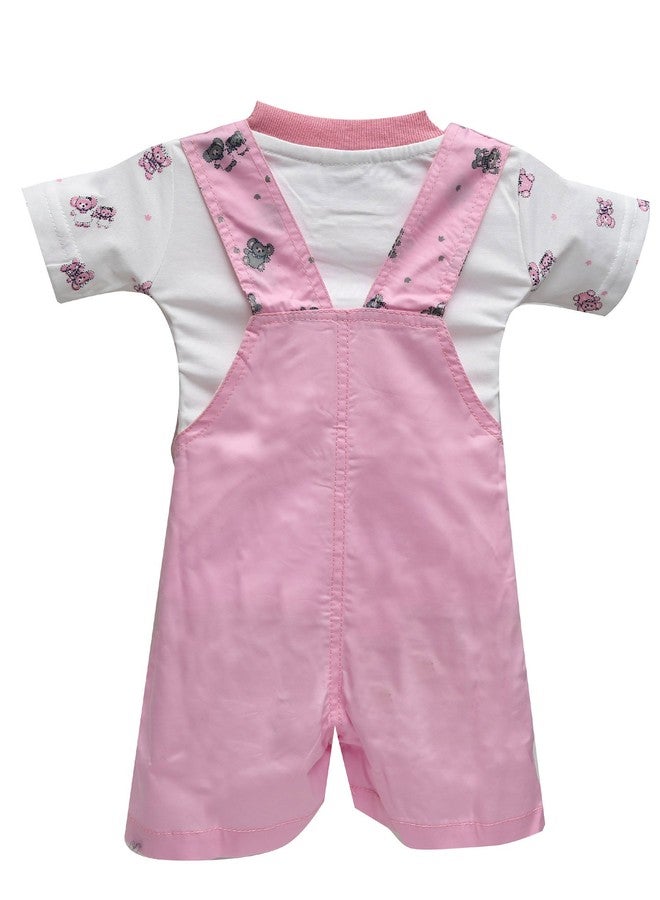 Balloons Unisex Baby Romper Cotton-Dungaree Set (Pink, 0-6 Months) - Image 2
