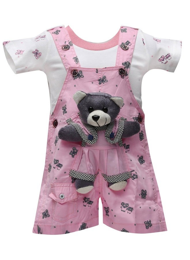 Balloons Unisex Baby Romper Cotton-Dungaree Set (Pink, 0-6 Months) - Image 1