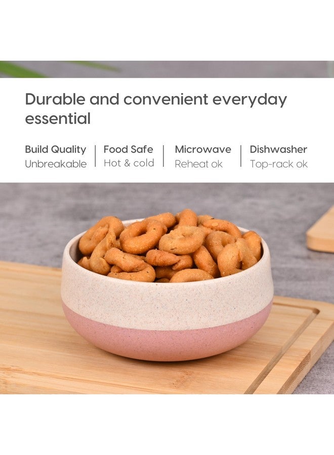Eha Earth-Friendly Soup Bowls with Spoons|250 ml|Made with Rice Husk Biocomposite|Microwave Safe Bowl|Serving Bowl Set of 2|Innocent; pink, off-white - Image 4