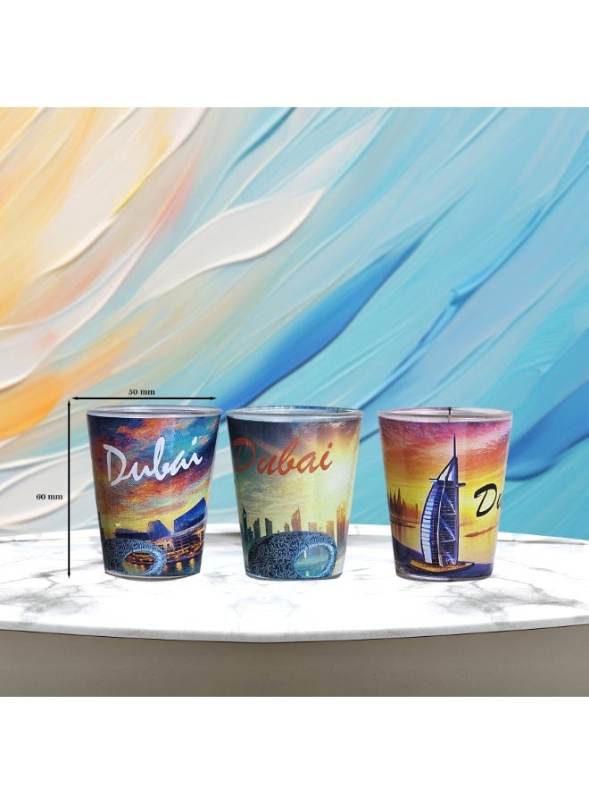 Souvenir Souq Dubai Short Glass 3pcs – Colorful Dubai Famous Landmarks - Image 3