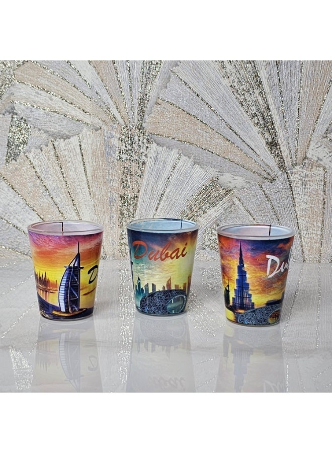 Souvenir Souq Dubai Short Glass 3pcs – Colorful Dubai Famous Landmarks - Image 2