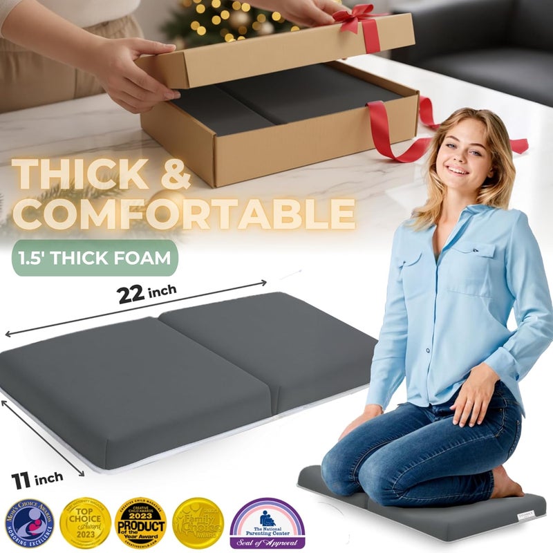 Toodly Comfortable Baby Bath Kneeler and Elbow Rest Pad Set – Thick Memory Foam Bath Kneeling Pad with Elbow Support – Baby Bathtub Cushion with Toy Organizer for Bathing Infant or Toddler - Dark Grey - Image 2