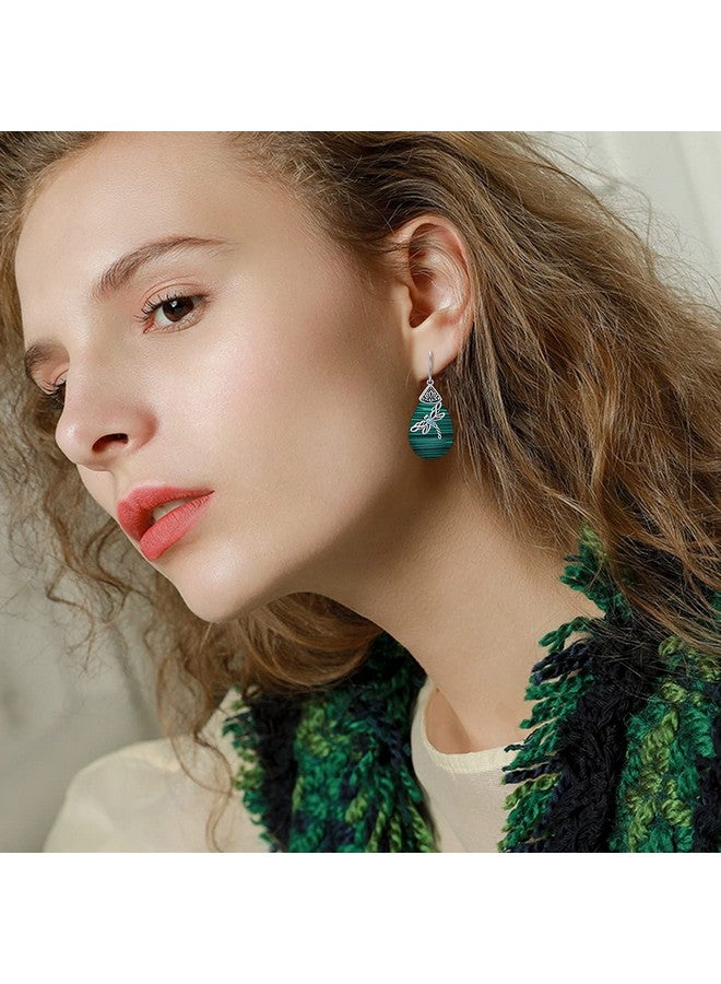 AOBOCO Sterling Silver Celtic Dragonfly Dangle Drop Earrings With Malachite Celtic Jewelry Birthday Gifts For Women Her Wife Mom - Image 5