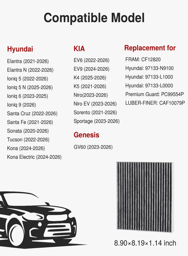 Puroma Cabin Air Filter with Activated Carbon, Replacement for CF12820, Compatible with Hyundai Elantra, Ioniq, Santa Cruz, Santa Fe, Sonata, Tucson, KIA K5, Niro, Sorento, Sportage, Genesis GV60 - Image 2