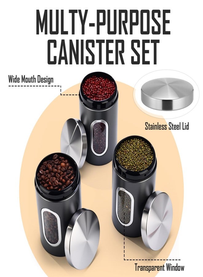 زوبيل مجموعة زوبيل من 6 علب جرافيت للمطبخ، سعة 50 أونصة، مصنوعة من الفولاذ المقاوم للصدأ، مزودة بنافذة شفافة، مثالية لحفظ الدقيق والسكر، أو كعلبة معدنية أنيقة لوضعها على سطح المطبخ، أو لحفظ القهوة والشاي. - Image 4