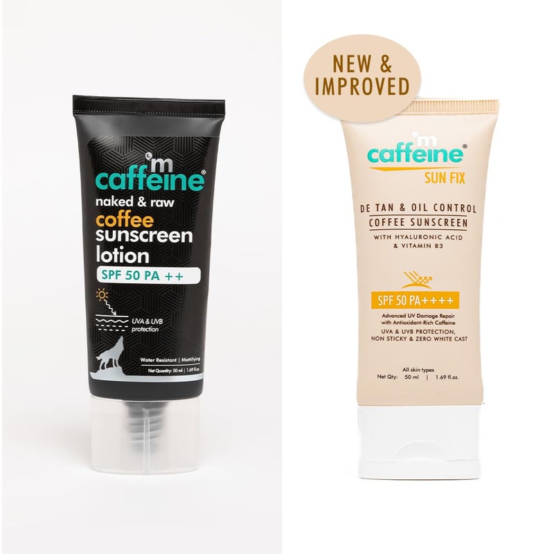 mCaffeine Matte Sunscreen SPF 50 for Men Women Lightweight Water Resistant Zero White Cast Sun Protect Prevents Tan Repairs UV Damage All Skin Type 50ml - Image 2