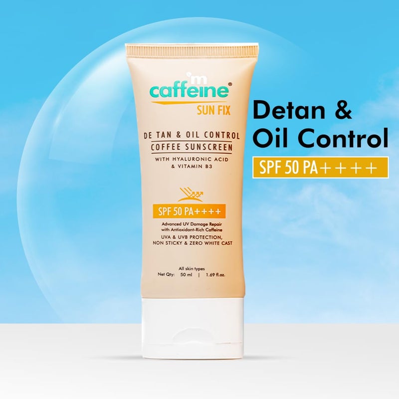 mCaffeine Matte Sunscreen SPF 50 for Men Women Lightweight Water Resistant Zero White Cast Sun Protect Prevents Tan Repairs UV Damage All Skin Type 50ml - Image 3