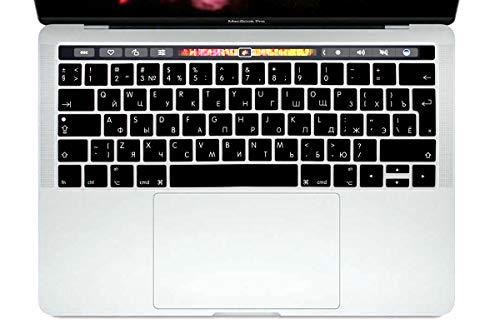 WYGCH غطاء لوحة مفاتيح سيليكون فائق النحافة باللغة الروسية لـ MacBook Pro 13 15 بوصة 2019 2018 2017 و 2016 مع Touch Bar و Touch ID موديل: A2159 A1989 A1706 / A1990 A1707، النسخة الأوروبية - Image 3