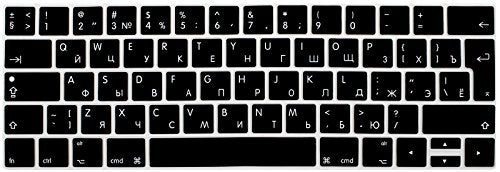 WYGCH غطاء لوحة مفاتيح سيليكون فائق النحافة باللغة الروسية لـ MacBook Pro 13 15 بوصة 2019 2018 2017 و 2016 مع Touch Bar و Touch ID موديل: A2159 A1989 A1706 / A1990 A1707، النسخة الأوروبية - Image 1