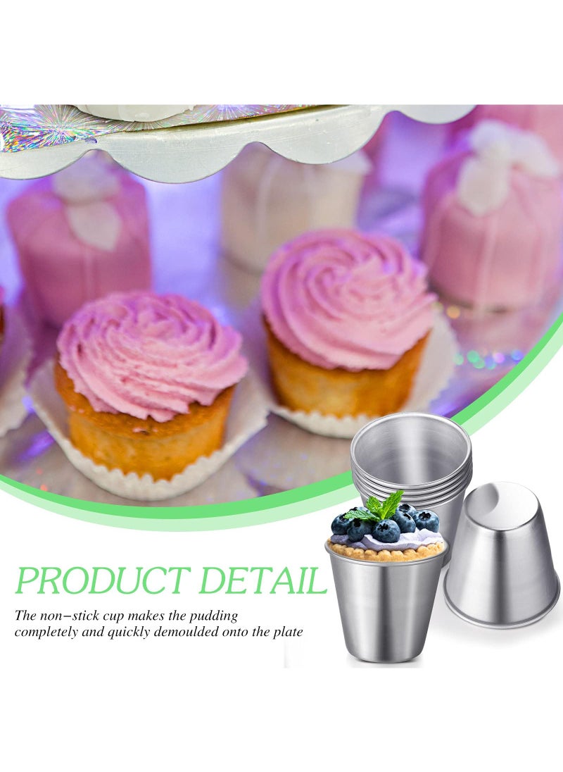 Sweet seven - Carbon Steel Egg Tart and Pudding Molds - Set of 10 Mini Cups for Chocolate Molten, Cupcakes, Cakes, and Cookies - Nonstick Round Bakeware Tumblers - 6 x 4.4 x 3.6 cm Size - Image 1