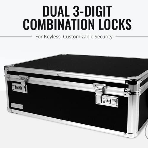 Vaultz Storage Lock Box - 6.5 x 23 x 13.5 Inch - Secure Dorm Storage Trunk with Combination Lock - Ideal Briefcase, Medicine Box, and Personal Item Lock Box - Store Cash, Laptop - Black/Silver - Image 4