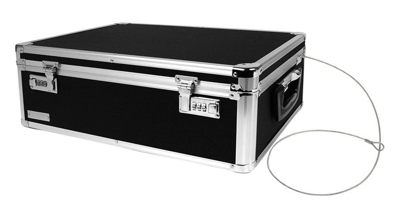 Vaultz Storage Lock Box - 6.5 x 23 x 13.5 Inch - Secure Dorm Storage Trunk with Combination Lock - Ideal Briefcase, Medicine Box, and Personal Item Lock Box - Store Cash, Laptop - Black/Silver - Image 1