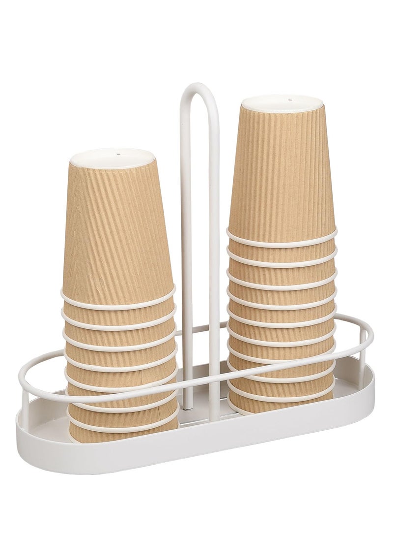 Excefore منظم بار القهوة للكونتر، حاملة توابل القهوة والإكسسوارات، لتخزين أكواب الورق والمناشف وأكياس القهوة، حامل أكواب القهوة القابل للتخلص منه بتصميم ريفي لتزيين الكونتر، أبيض - Image 1