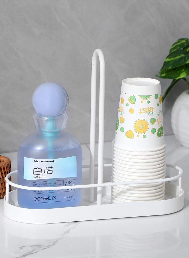 Excefore منظم بار القهوة للكونتر، حاملة توابل القهوة والإكسسوارات، لتخزين أكواب الورق والمناشف وأكياس القهوة، حامل أكواب القهوة القابل للتخلص منه بتصميم ريفي لتزيين الكونتر، أبيض - Image 5