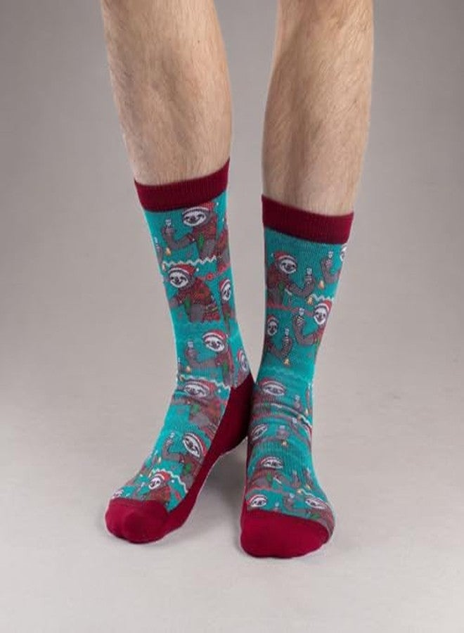 Good Luck Sock Men's Christmas Sloths Socks, Adult, Shoe Size 8-13 - Image 4
