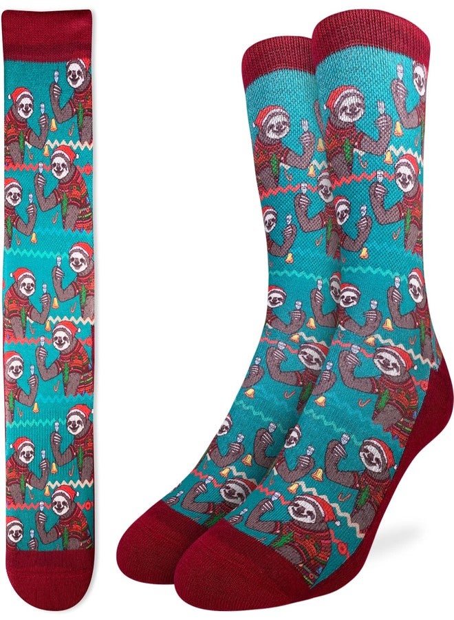 Good Luck Sock Men's Christmas Sloths Socks, Adult, Shoe Size 8-13 - Image 2