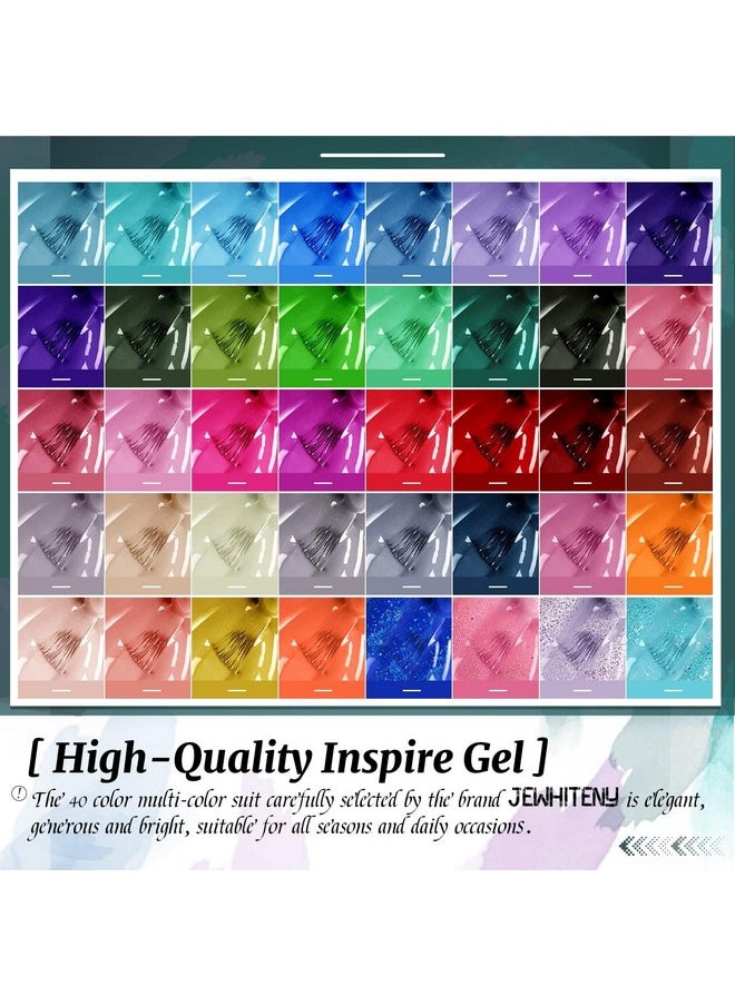 JEWHITENY - JEWHITENY 45 Pcs Gel Nail Polish Kit, Soak off Nail Lamp Gel Polish Starter Kit with 2pcs Glossy & Matte Top Coat and 2pcs Base Coat Gifts for Women - Image 1