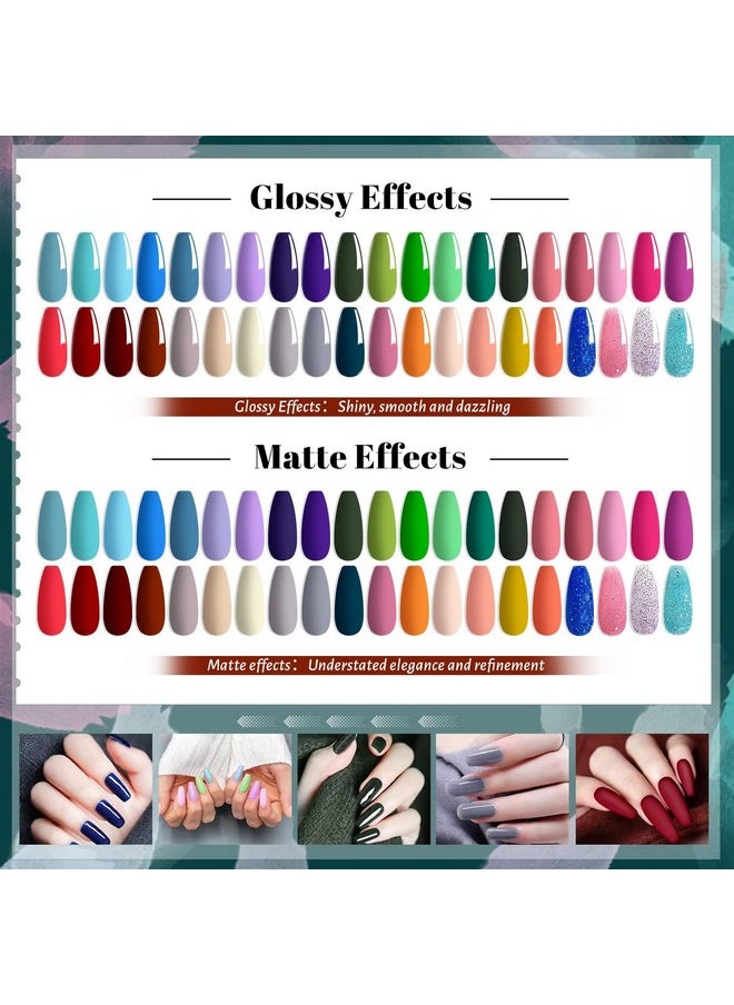 JEWHITENY - JEWHITENY 45 Pcs Gel Nail Polish Kit, Soak off Nail Lamp Gel Polish Starter Kit with 2pcs Glossy & Matte Top Coat and 2pcs Base Coat Gifts for Women - Image 1