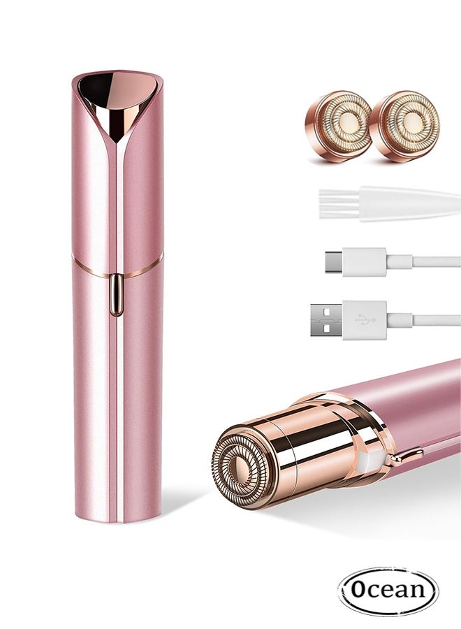 Ocean Facial Hair Removal for Women, Painless Epilator Hair Remover Device with 2 Pcs Replacement Heads, USB Rechargeable Face Electric Razor and Trimmer for ladies Lip, Chin, Arms - Image 1