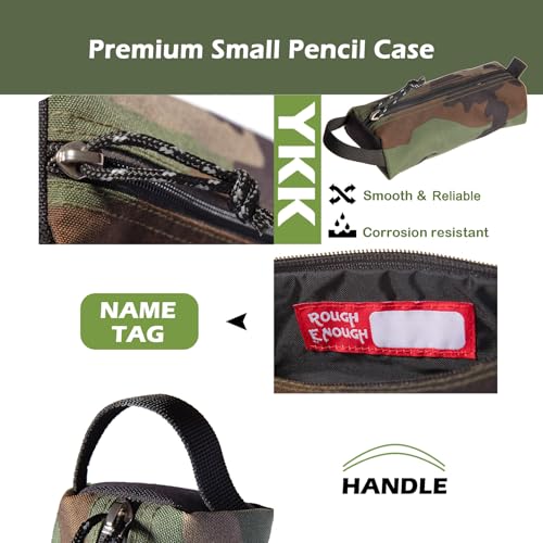 RE ROUGH ENOUGH Rough Enough Small Pencil Case Pouch Bag for Adults Boys Girls Kids School Stationary Art Supplies Office Camo Cordura - Image 4