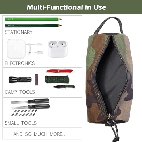 RE ROUGH ENOUGH Rough Enough Small Pencil Case Pouch Bag for Adults Boys Girls Kids School Stationary Art Supplies Office Camo Cordura - Image 5