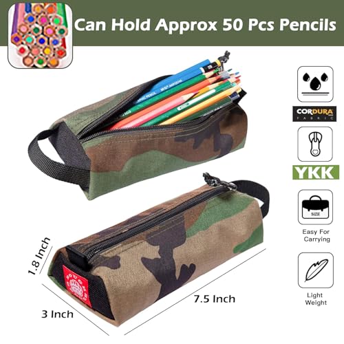 RE ROUGH ENOUGH Rough Enough Small Pencil Case Pouch Bag for Adults Boys Girls Kids School Stationary Art Supplies Office Camo Cordura - Image 3